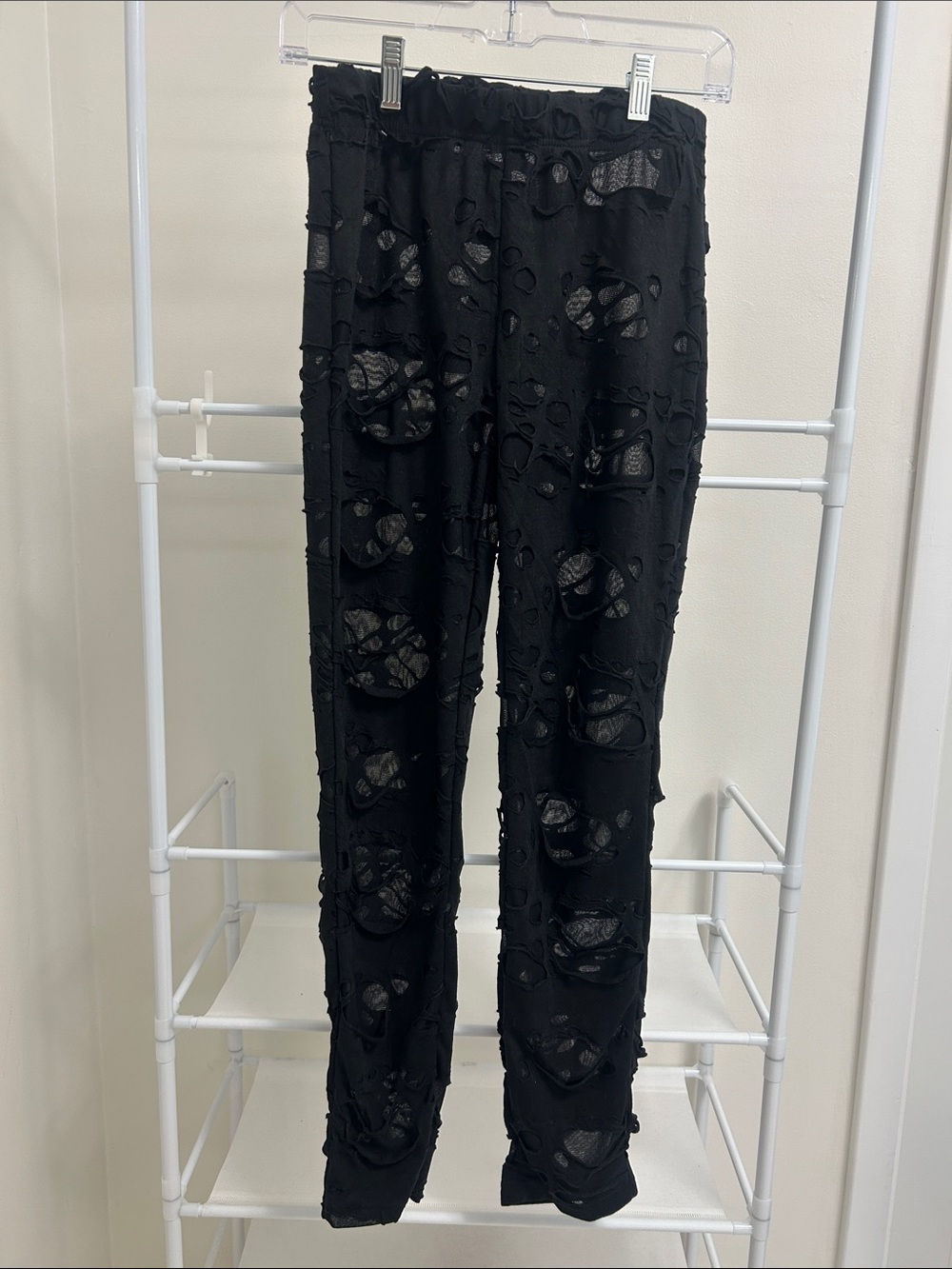 SHEIN Black Distressed Layered-Look Leggings